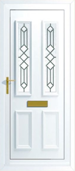 Front door with leaded glass