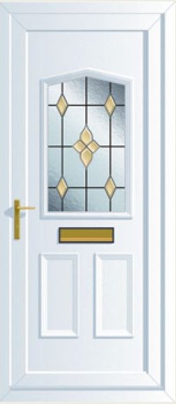 Front door with coloured glass