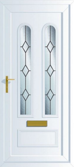 uPVC door with patterned glass