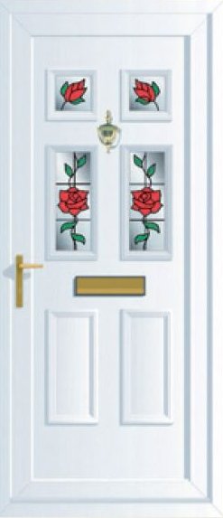 Climbing rose uPVC front door with stained glass