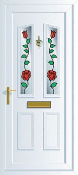 Climbing rose glass energy efficient front door