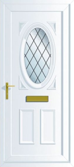 Diamond lead uPVC front door with leaded glass