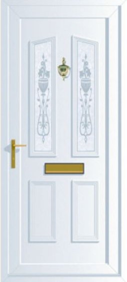 Flora urn etched glass Modern front door