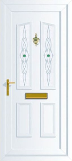 emerald jewel glass Patterened glass in a door